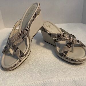 Cole Haan snake skin print wedge sandals
